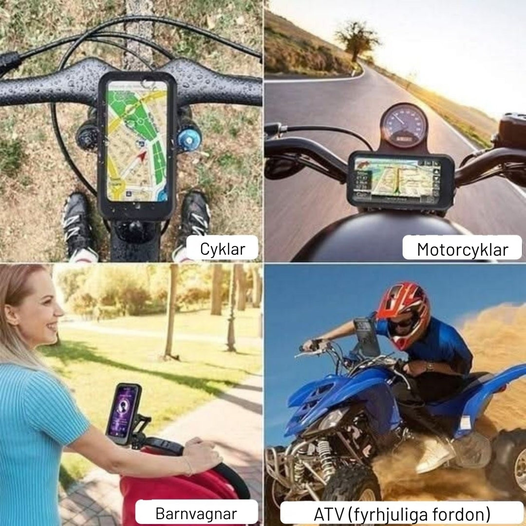 FästeFix 360 – Stabil och justerbar mobilhållare för bil, MC och elcykel